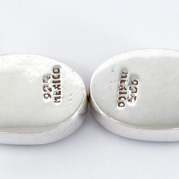 Vintage Mexico Sterling Silver 925 Red Glass Clip-On Earrings - Picture 4 of 6